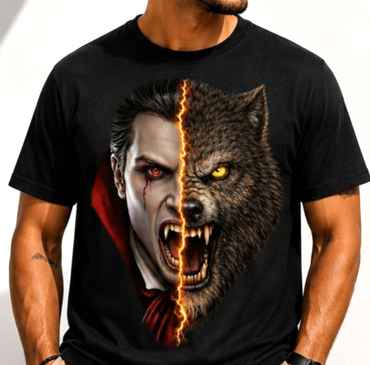 Vampire Werewolf Graphic T Shirt Horror Monster Tee Unisex gallery
