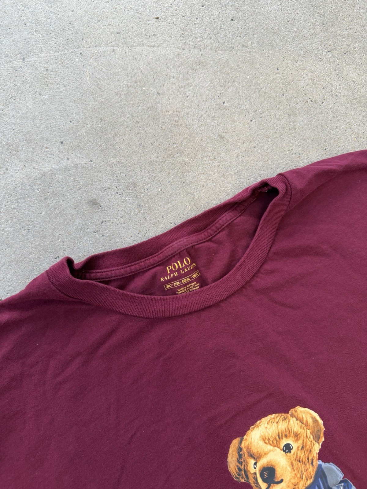 Polo Ralph Lauren Shirt Mens 3XLT Burgundy Long Sleeve Polo Bear Graphic gallery