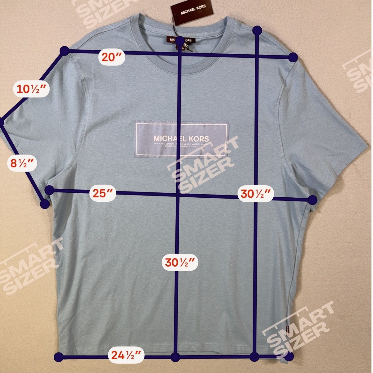 Michael Kors Men's Flagship Short Sleeve Crewneck T-Shirt Chambray 2XL $60 gallery