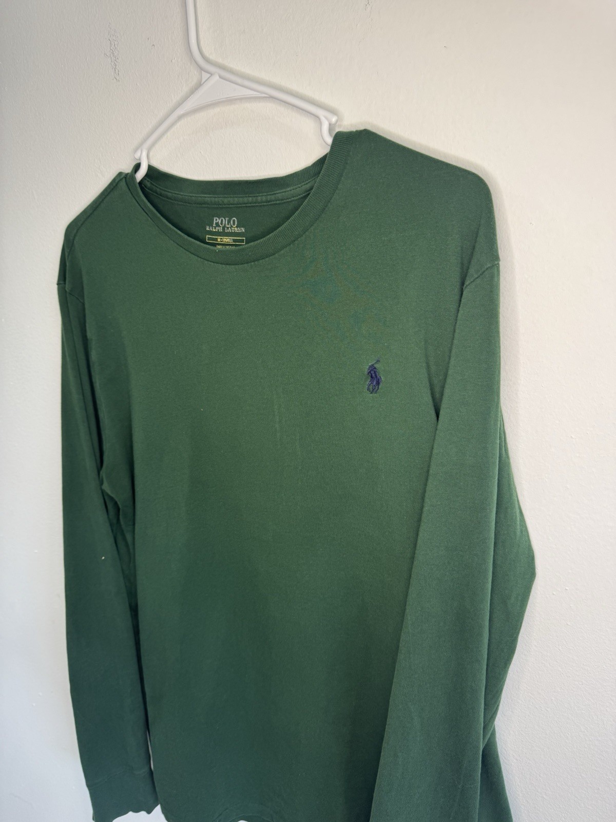 Polo Ralph Lauren Green Blue Pony Men’s Long Sleeve T Shirt Layer Size M 1defect gallery