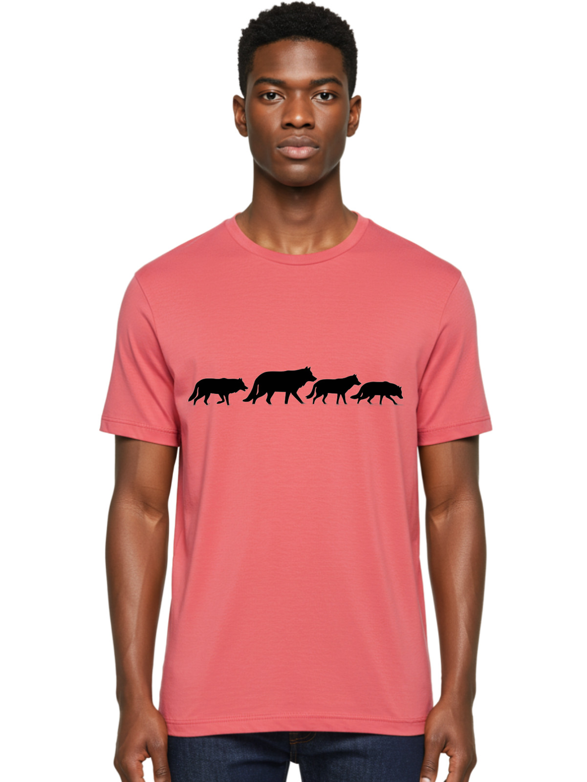 Wolf-Pack-Silhouette Mens Graphic Tee, 100% Cotton, Casual Summer Wear