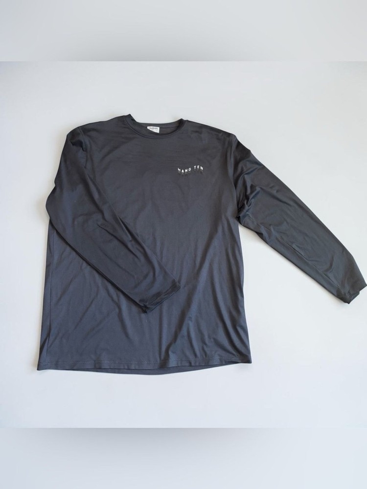 Hang Ten Mens Large Navy Performance Long Sleeve Shirt Stretch Athletic