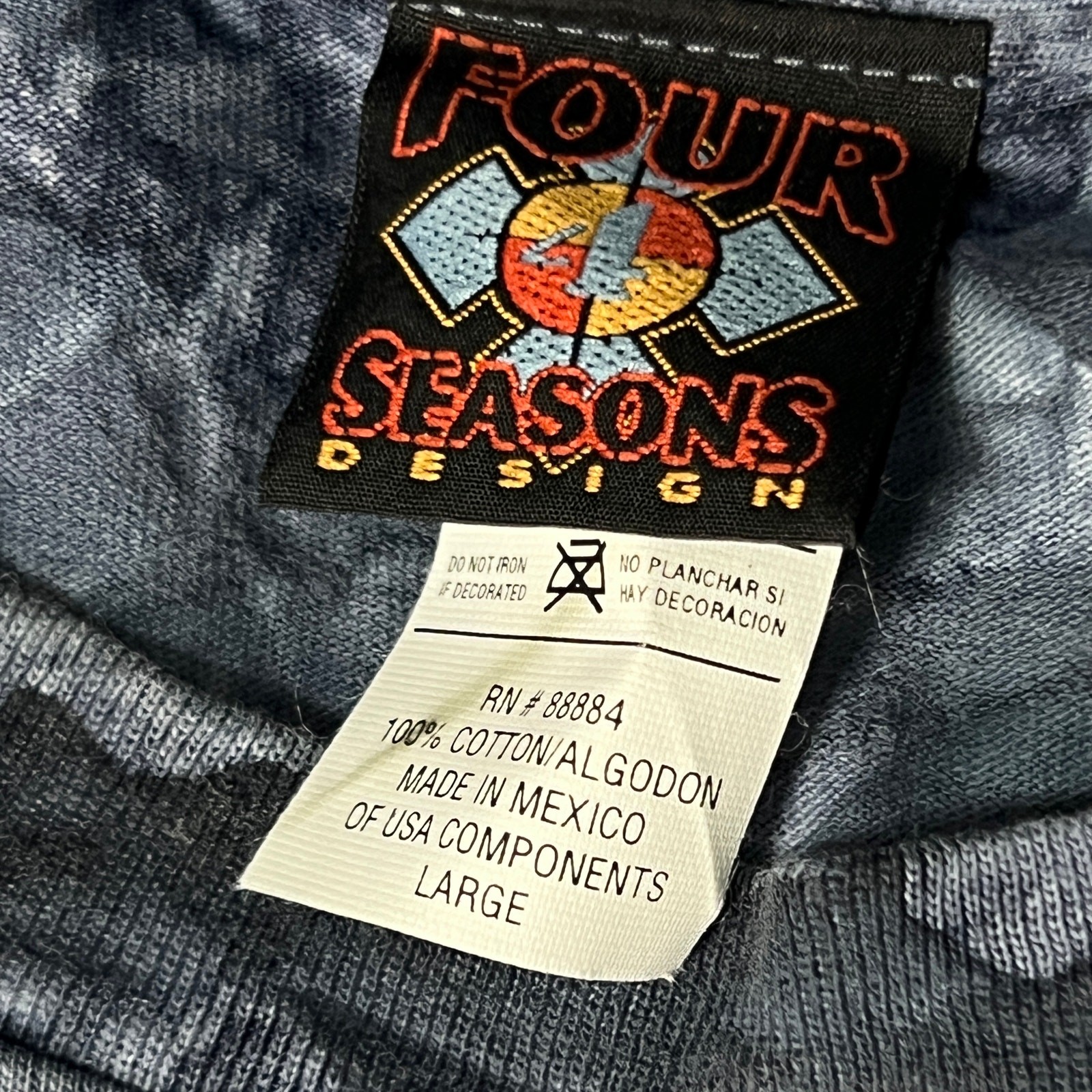 Vintage 90s TShirt Four Seasons Size Large Blue Tie Dye Bald Eagle Graphic Print gallery