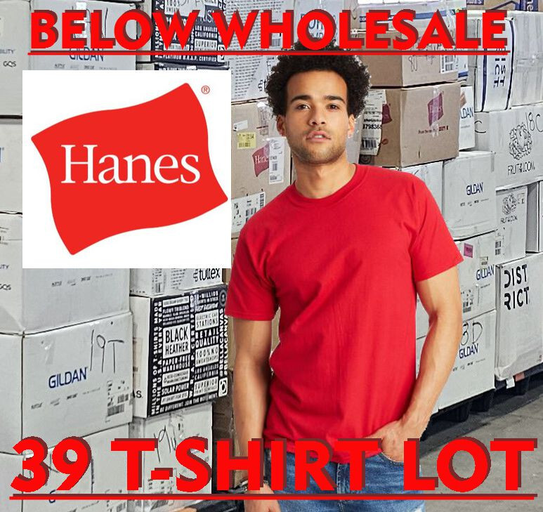 Below WHOLESALE Blank DiY T-Shirt – 39 3XL Deep Red HANES 5180Bulk Lot