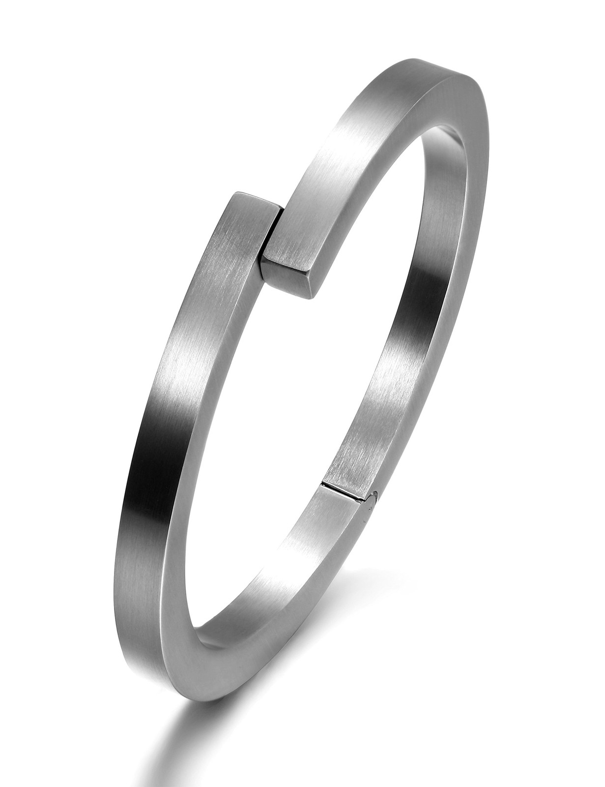 Silver Men's Cuff Bracelets, Magnetic Clasps Bangle Bracelet for Men, 316L St... gallery
