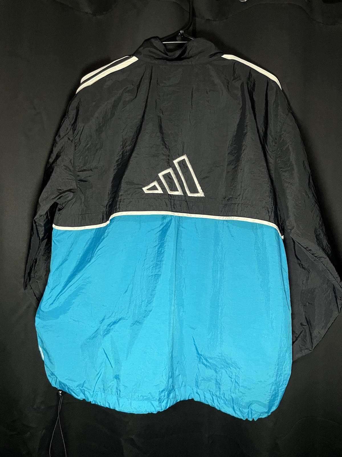 Vintage Black and Blue Adidas Windbreaker Size L Breathable Full Zip Up Hoodie gallery
