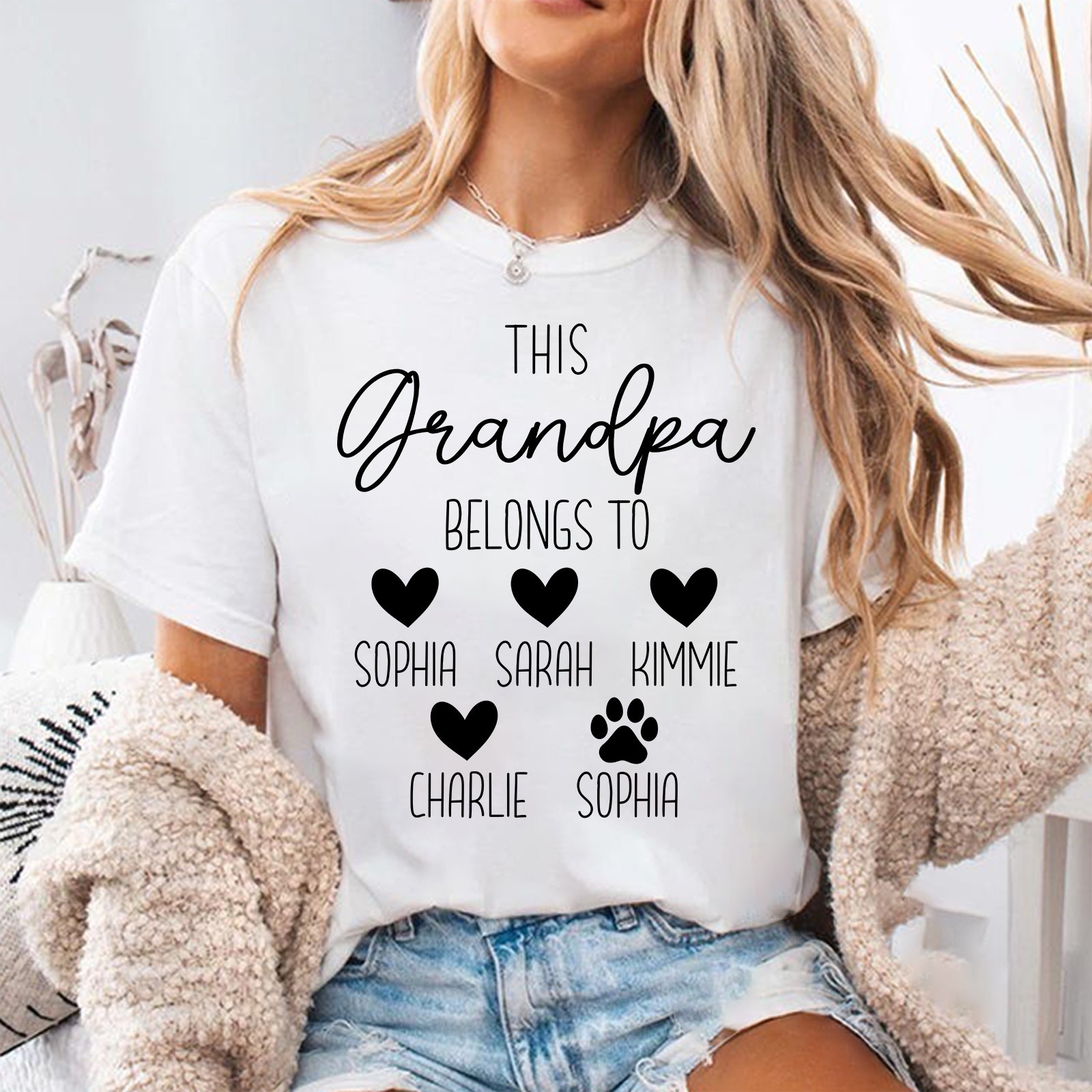 Personalized Grandpa Shirt Grandkids Name Grandpa Belongs To Fathers Day Gift