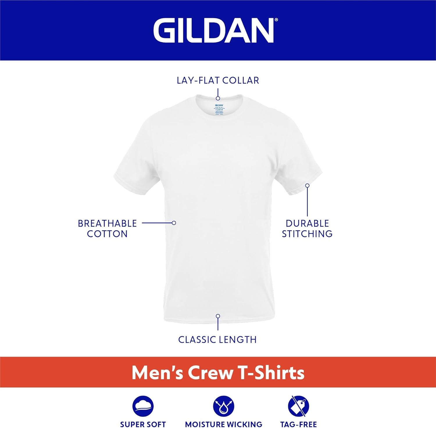 Gildan Crew T Shirts 6 Pack Black XL Cotton Undershirt Multipack G1100 gallery