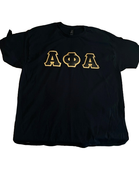 Alpha Phi Alpha Short Sleeve Black T Shirt w/ 4″ Greek Embroidered sz XL