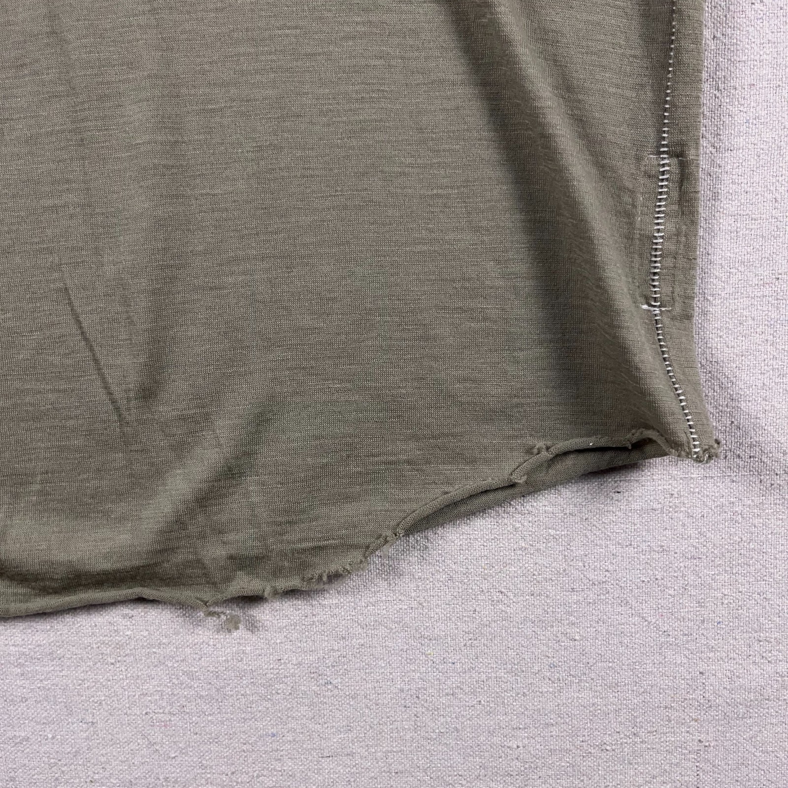 Rag & Bone T Shirt Mens Large 0 Wool Olive Green Raw Hems gallery
