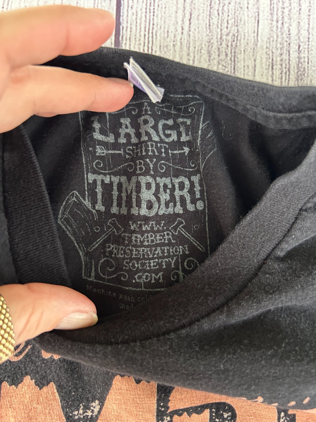 Chad Eaton TIMBER! preservation society t-shirt size L lumberjack environmental gallery