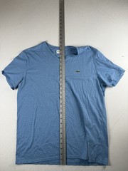 Men’s Lacoste Large Navy Blue Short Sleeve Pima Cotton V-Neck T-Shirt Tight Fit