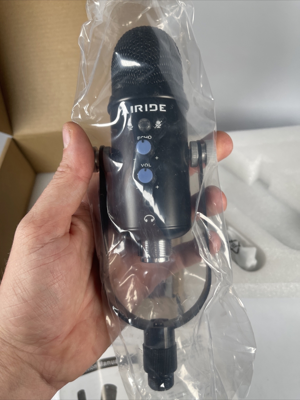 AIRIDE K-7 K7 Condenser Microphone Black With Stand Complete Plug N Play New