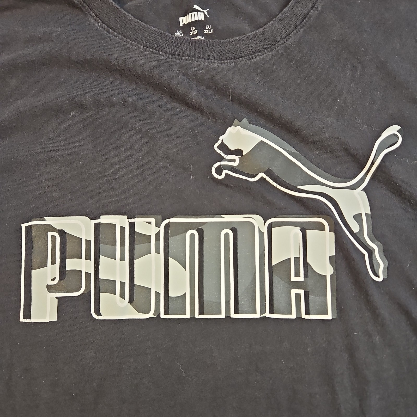 Puma Graphic Camo Logo T-Shirt Crew Neck Short Sleeve Black Men's 3XLT gallery