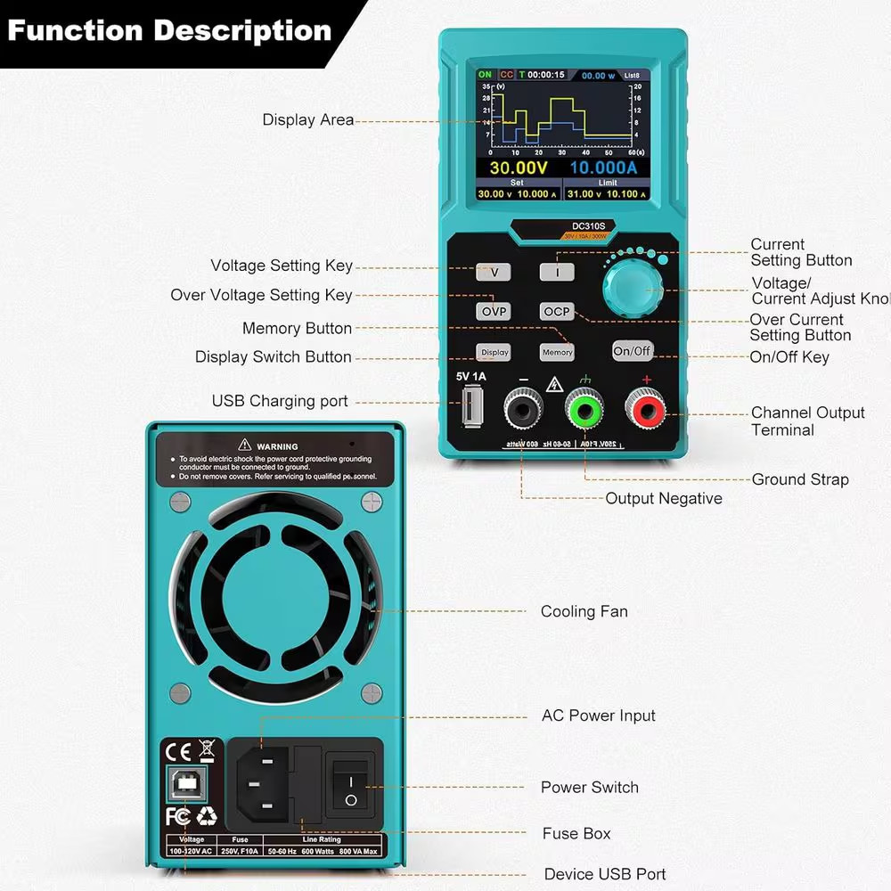 Programmable DC Power Supply (0-30 V 0-10 A) 110V Input High Precision with PC S