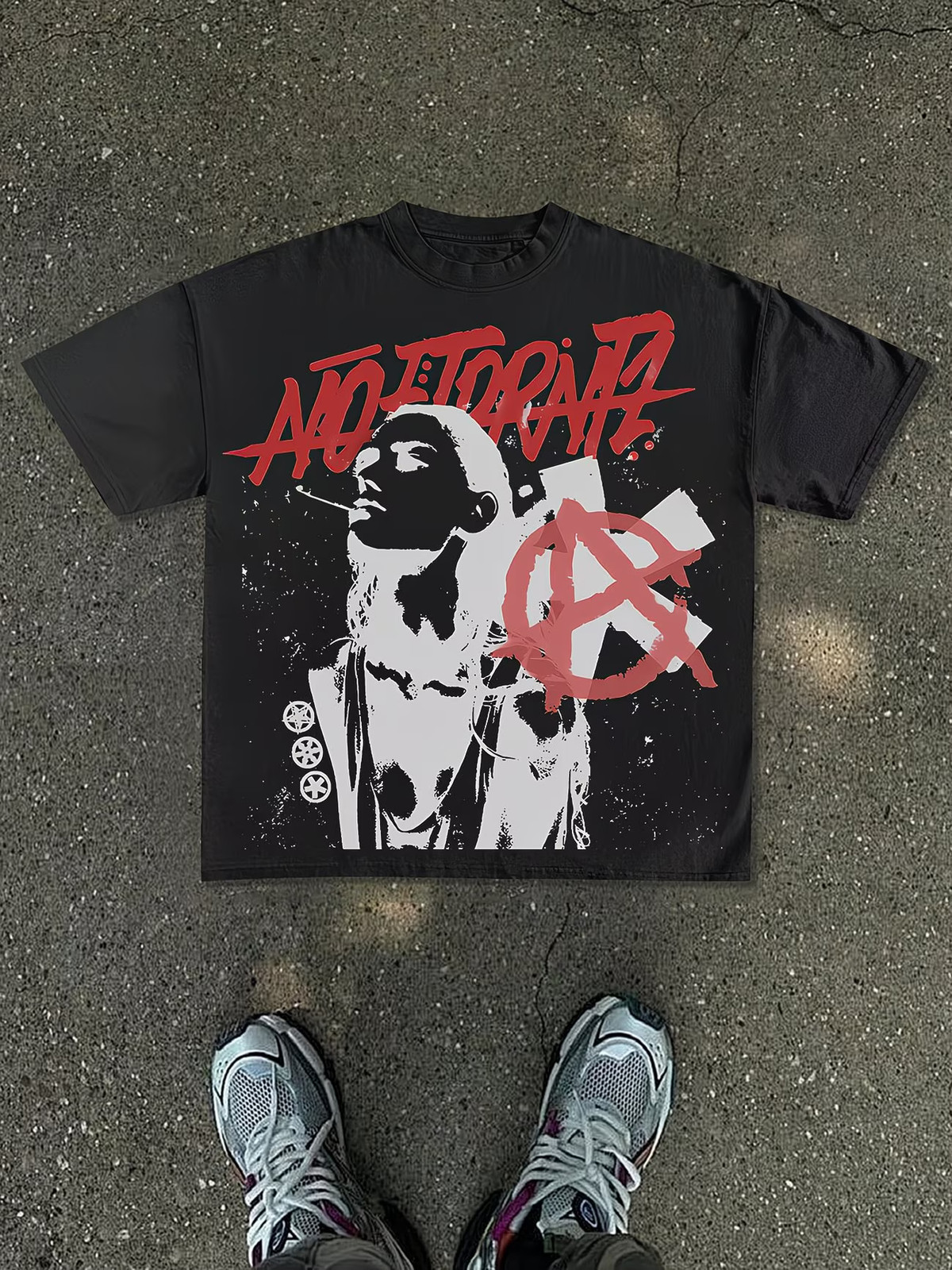 Men'S New T-Shirt | Loose Fit, Y2K Fashion Print With Black And White Portrait, gallery