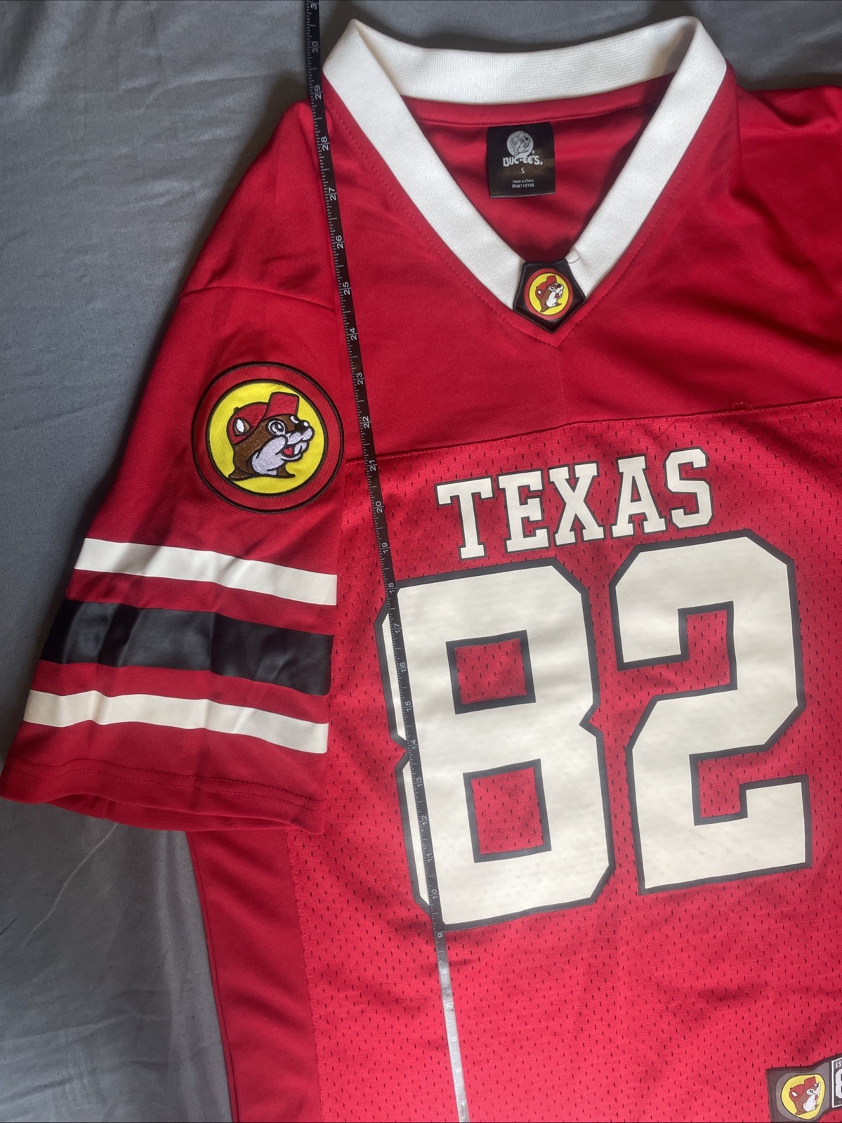 Buc-ees Football Texas #82 Beaver Small Slight-Oversize Fit Red Jersey gallery