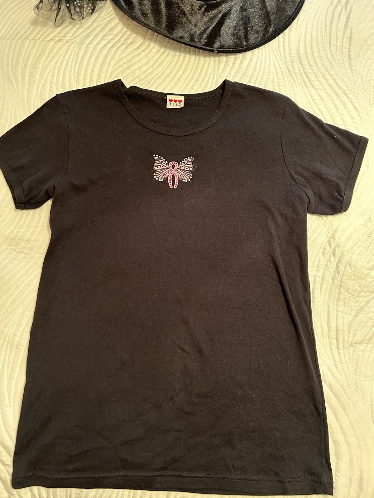Breast Cancer Awareness Pink Ribbon Butterfly T-shrt W/Rhinestones Size M NWOT gallery