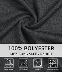6 Pack Men’s Long Sleeve Dry Fit Workout Shirts UPF 50+ Quick Dry Lightweight