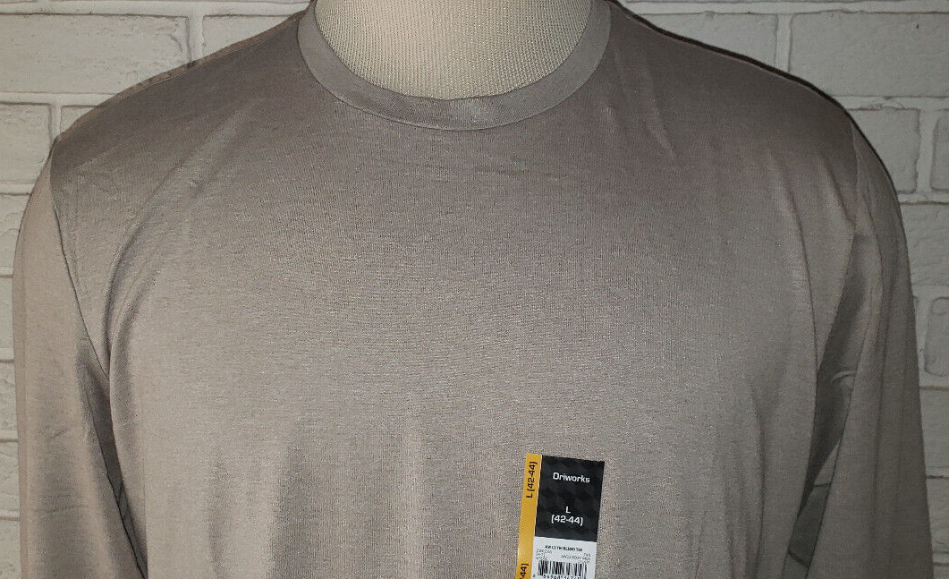 Men's Athletic Works Tan Long Sleeve Crew T-Shirt Top Sizes S, M, L, XL,2X gallery