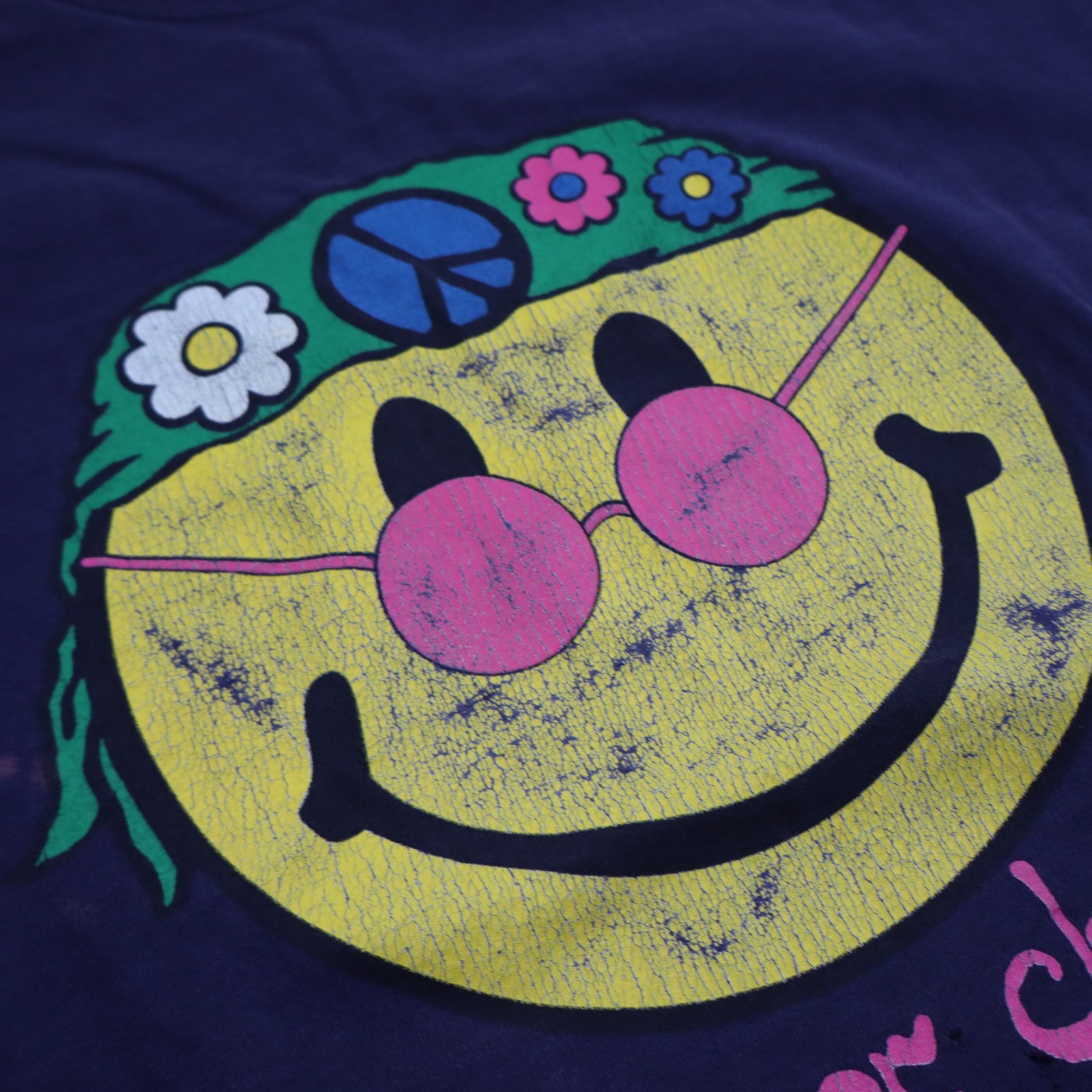 Vtg 90s Flower Child Smiley Face T Shirt Men XL Peace Sign Hippie Tee Streetwear gallery