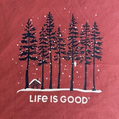 Life Is Good Winter Pine Tree Snow Scene Men’s Short sleeve Crusher Tee XL