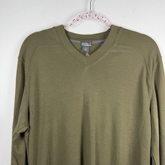 NWT Royal Robbins Duke V-Neck Wool Blend Timber Green Shirt Large UPF 40