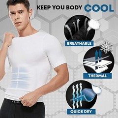 SecondSkin Men’s Abs Shaper Cooling T-Shirt Compression Shirt Slimming Shapewear