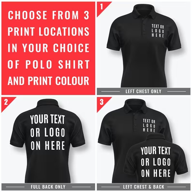 Customised Printed Left chest & Back Polo T-shirt, Custom Workwear Polo T Shirt gallery