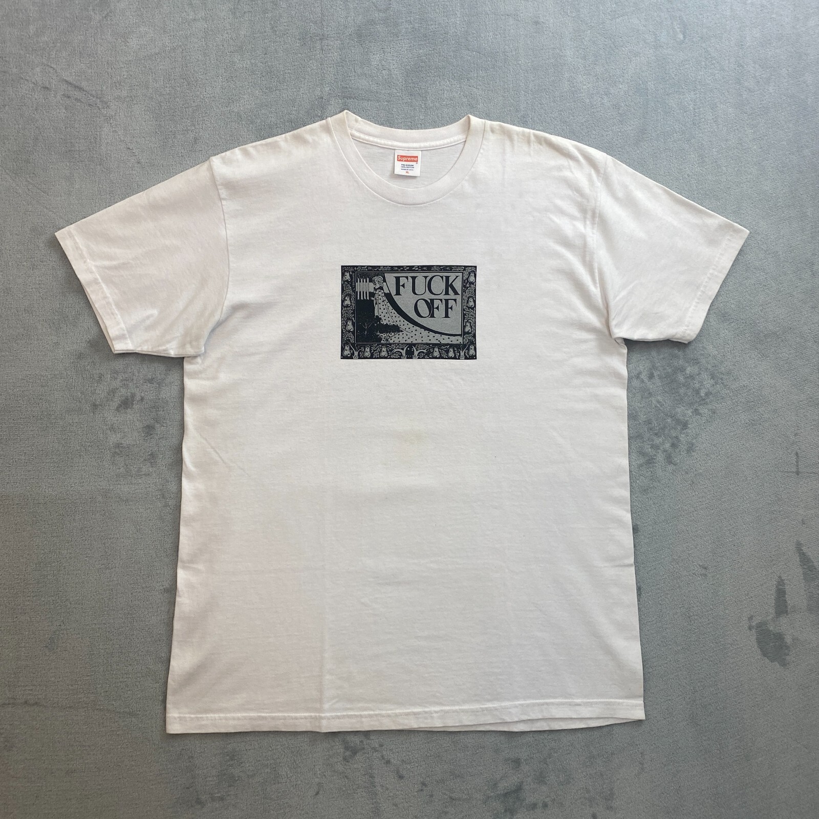 Supreme SS16 FVCK OFF TEE Men XL White Short Sleeve ART NOUVEAU Graphic T Shirt