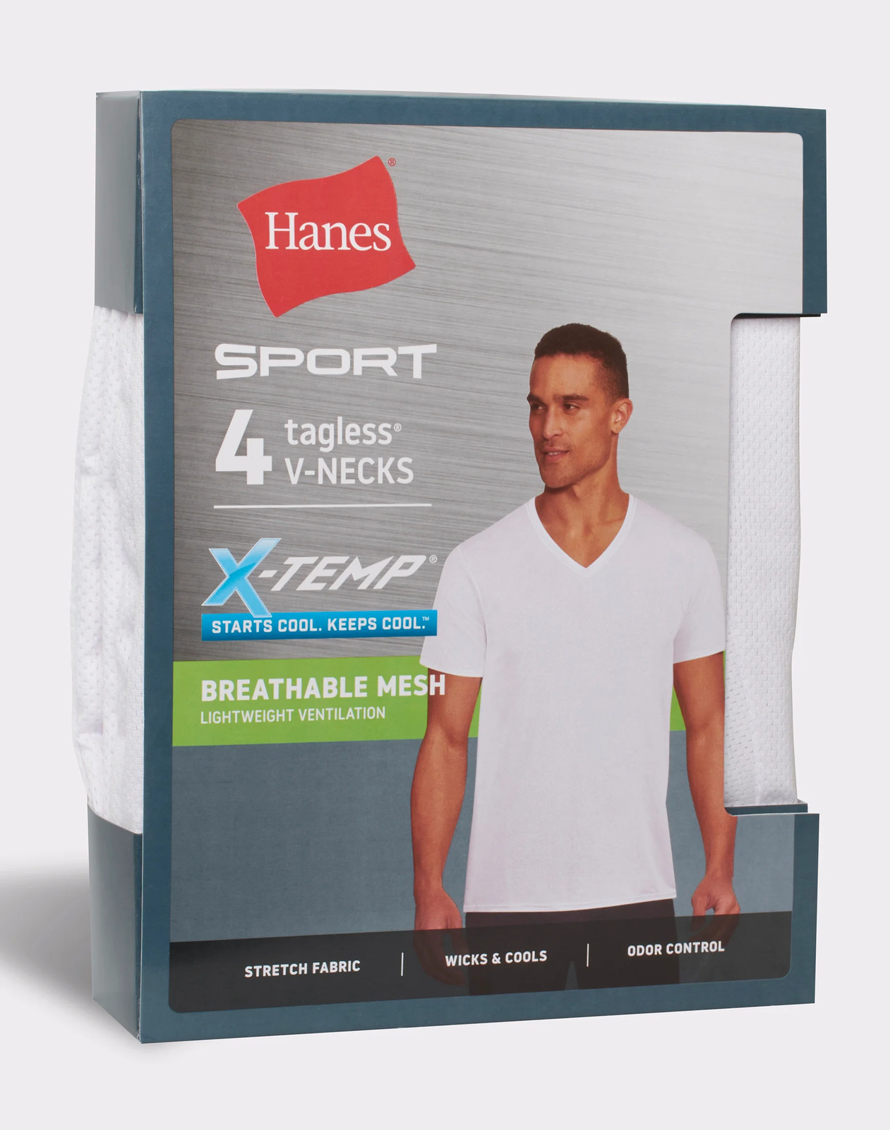 Hanes V-Neck Undershirt 4-Pack T-Shirt Short Sleeve Ultimate Men's X-Temp Mesh gallery