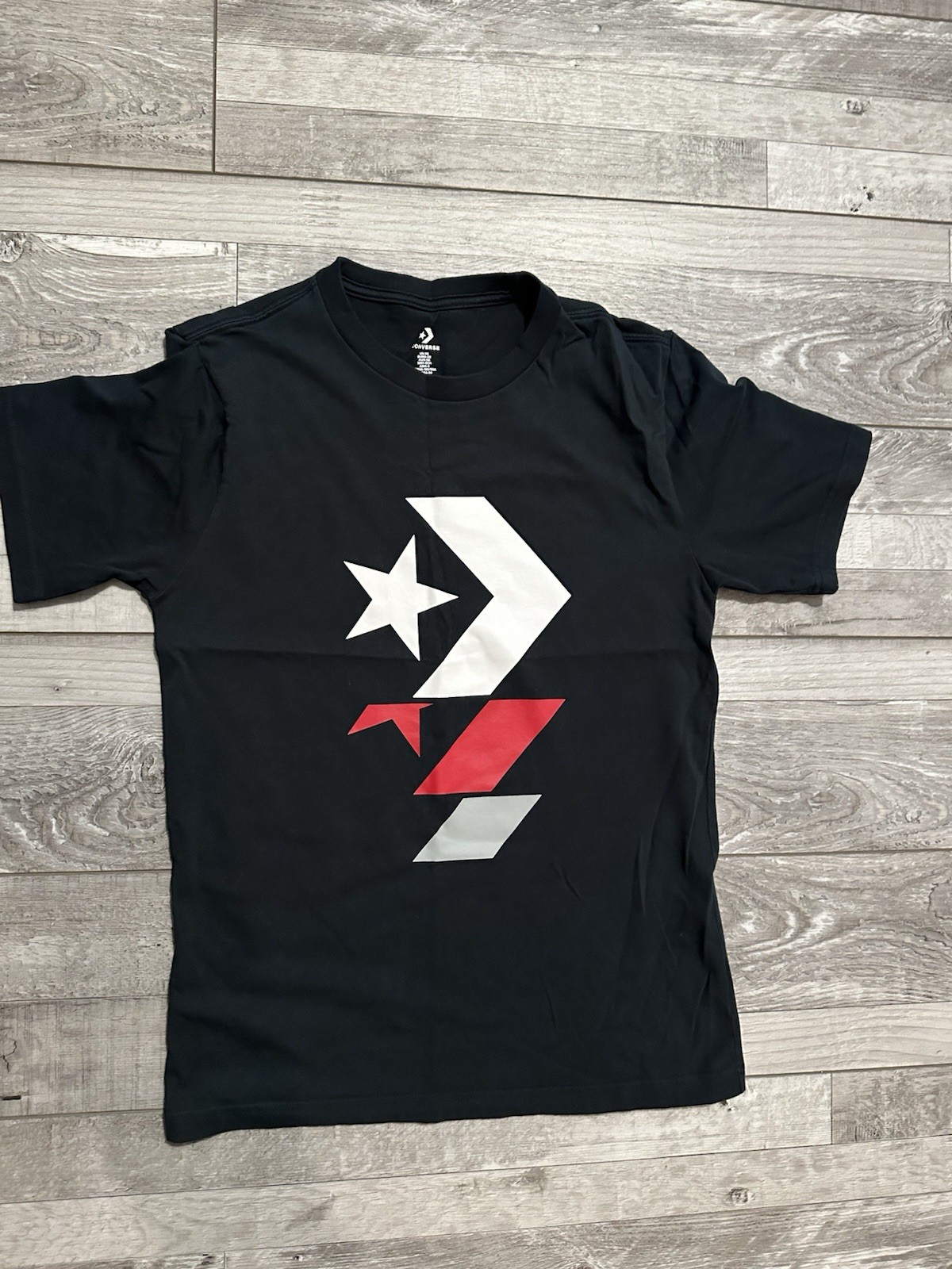 CONVERSE REPEATED STAR CHEVRON TEE T-SHIRT BLACK MEN’S SIZE XS COTTON