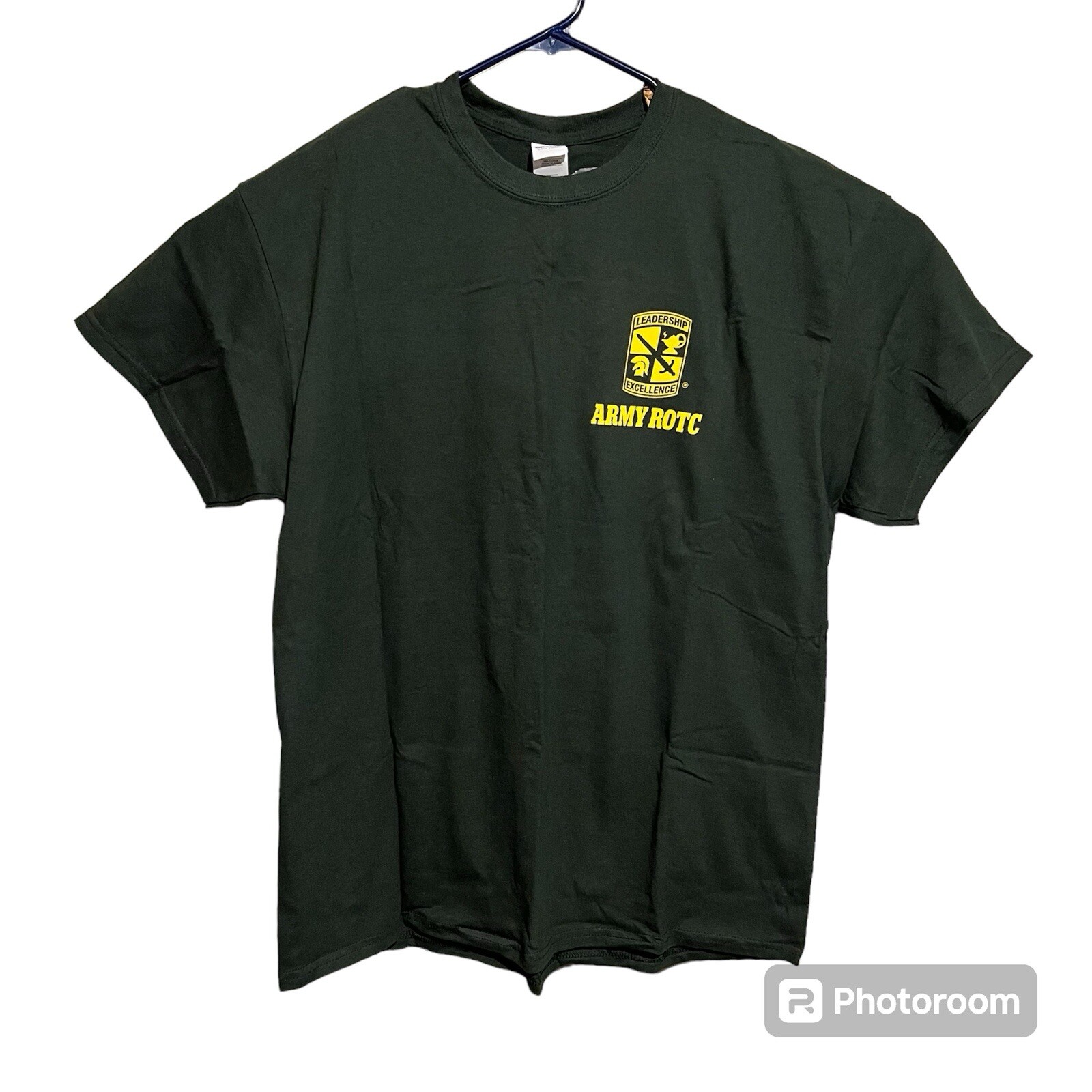 Army ROTC Men Leadership Excellence Crest Logo Dark Green T-Shirt Size XL NEW gallery