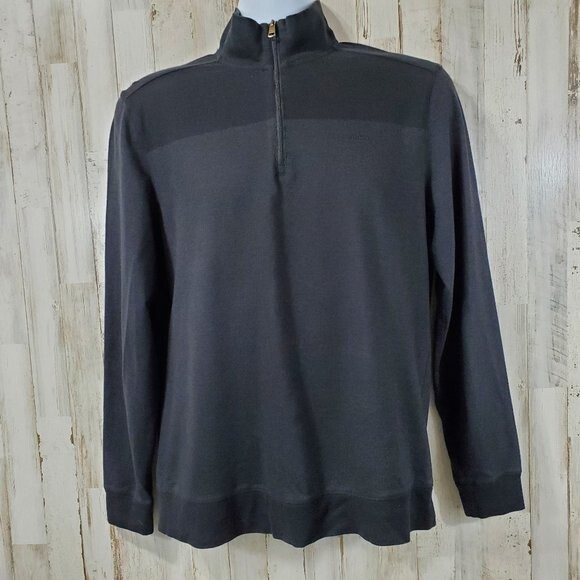 Calvin Klein Mens Pullover Shirt S? Black 1/4 Zip Lightweight Long Sleeve K20