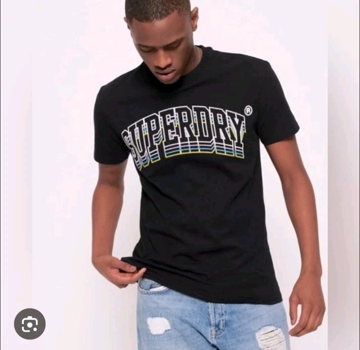 Mens SuperDry Big Logo Graphic T Shirt Black Size XL British Design EUC