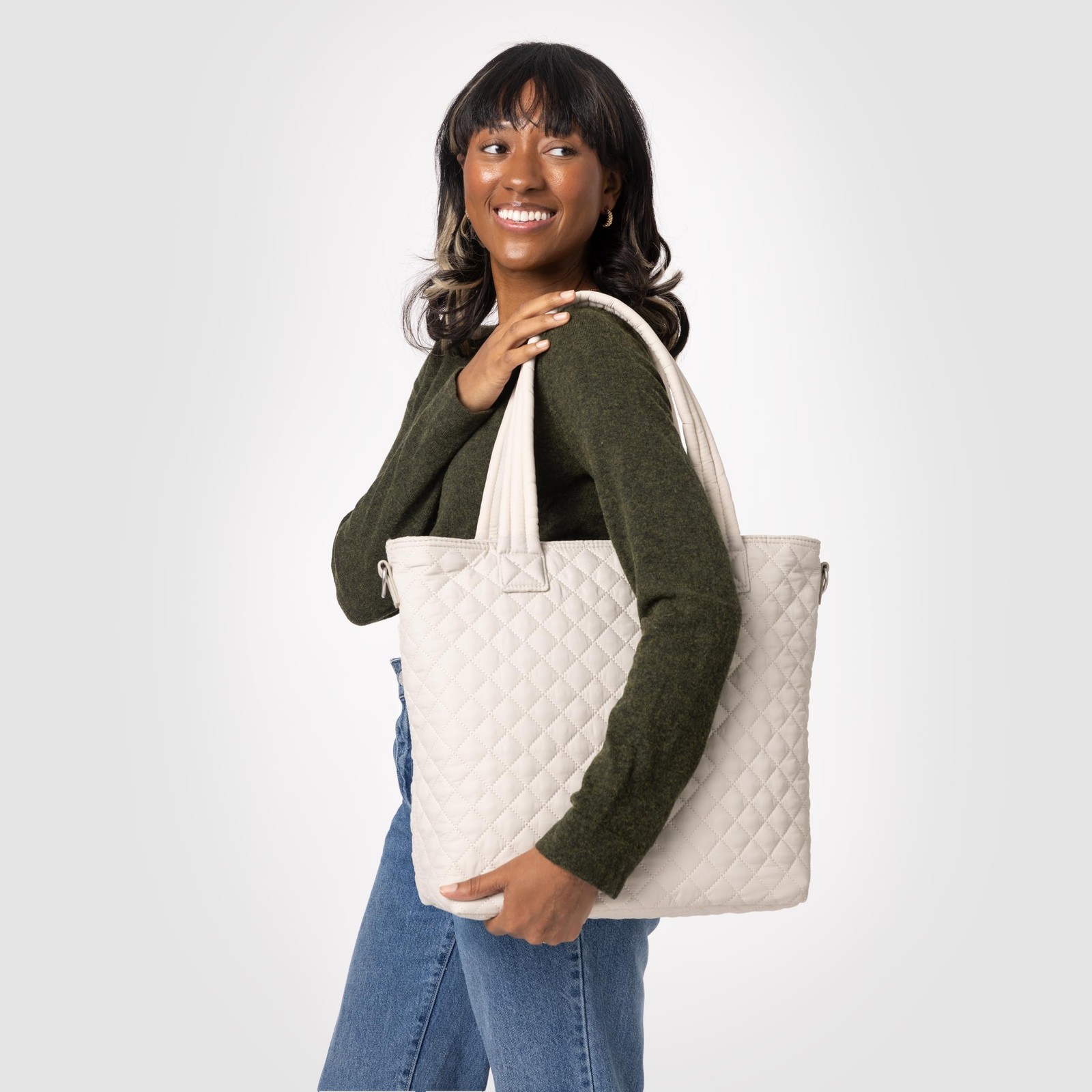 Quilted Tote Bag for Women | Medium Tote Purse with Compartments & Laptop Sle... gallery