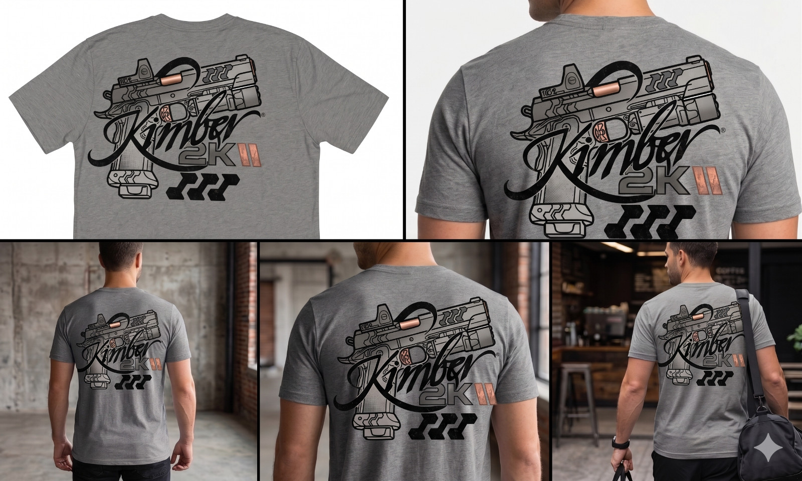 Custom 2KII Tactical Pistol T-Shirt - Grey Athletic Fit Tee - Premium Graphic gallery