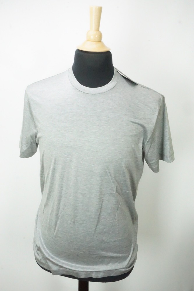 Giorgio Armani Solid Light Gray Cotton Blend Short Sleeve Shirt 48 EU 38 US