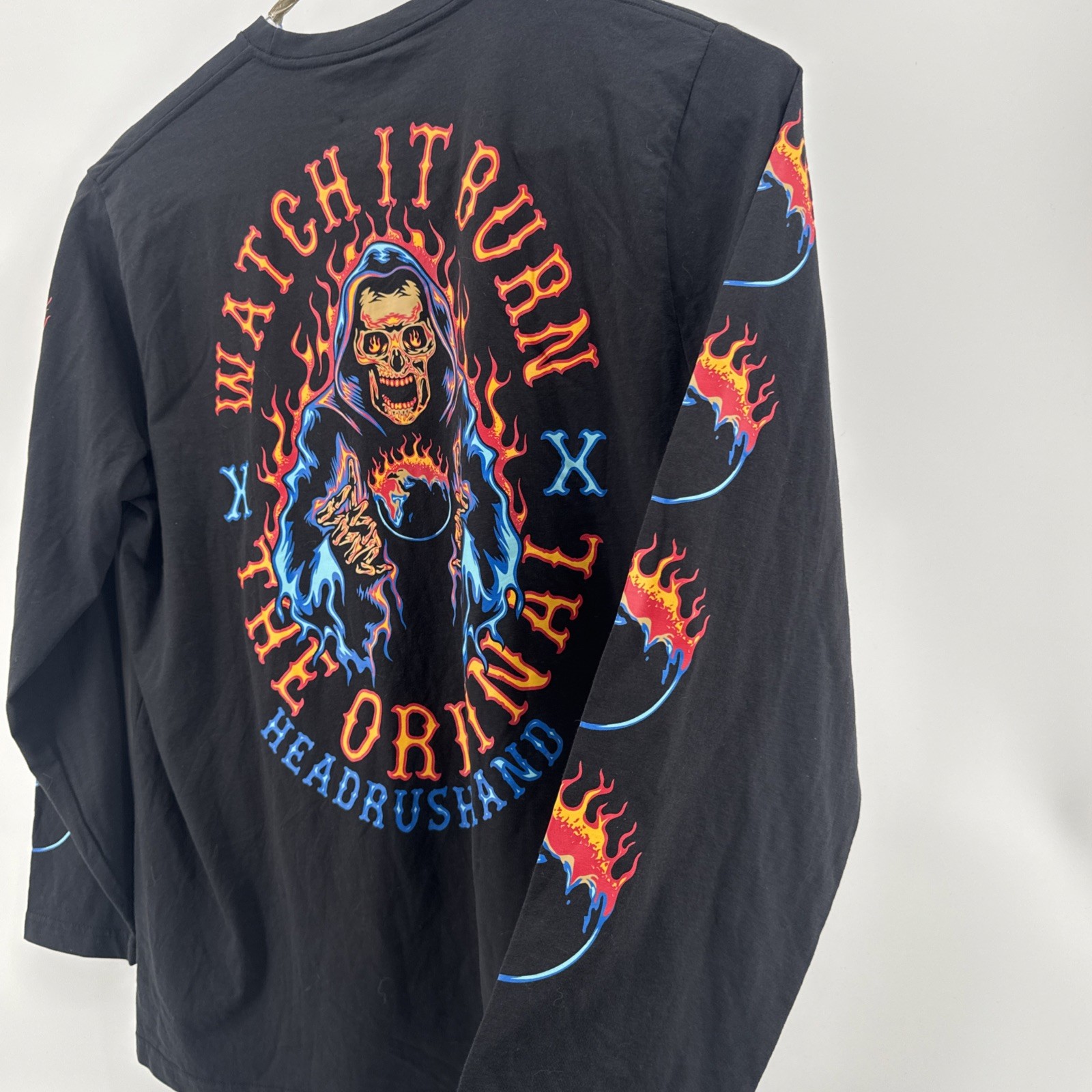 NWT Headrush Watch It Burn Long Sleeve Tee 2XL XXL Skull Reaper Biker Grunge gallery