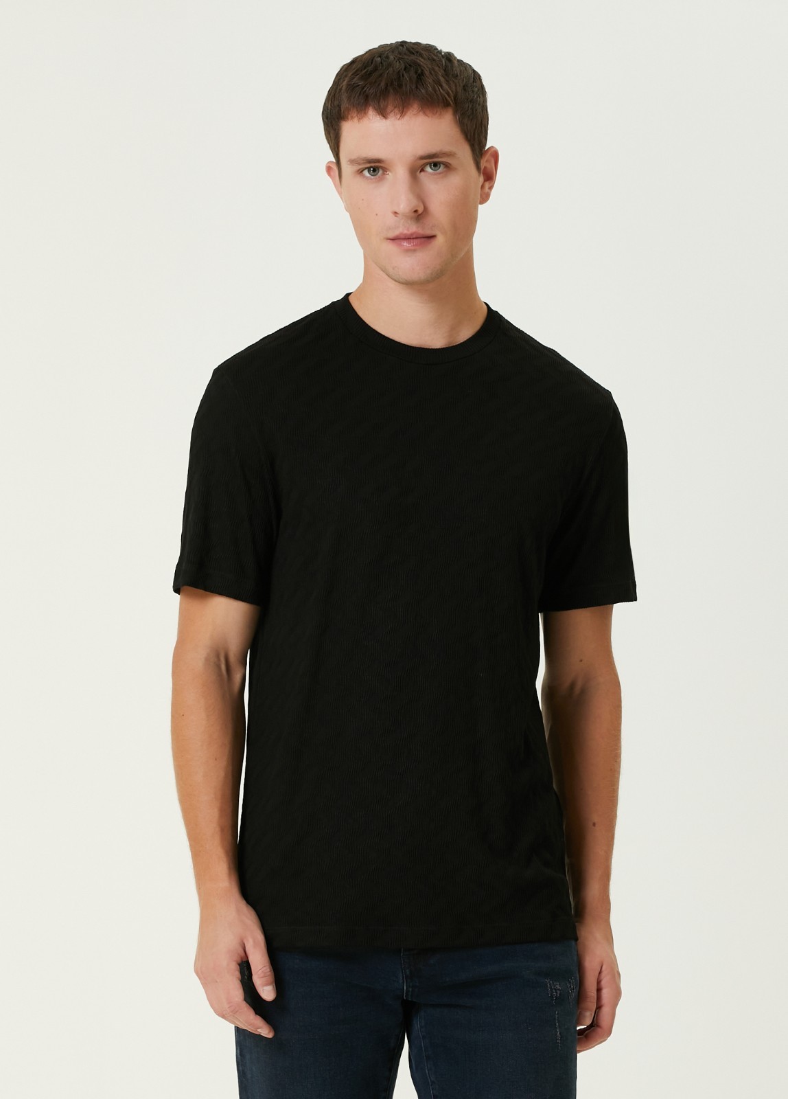 NO CUSTOMS TAX GIORGIO ARMANI mainline black zigzag pattern t-shirt Size Medium