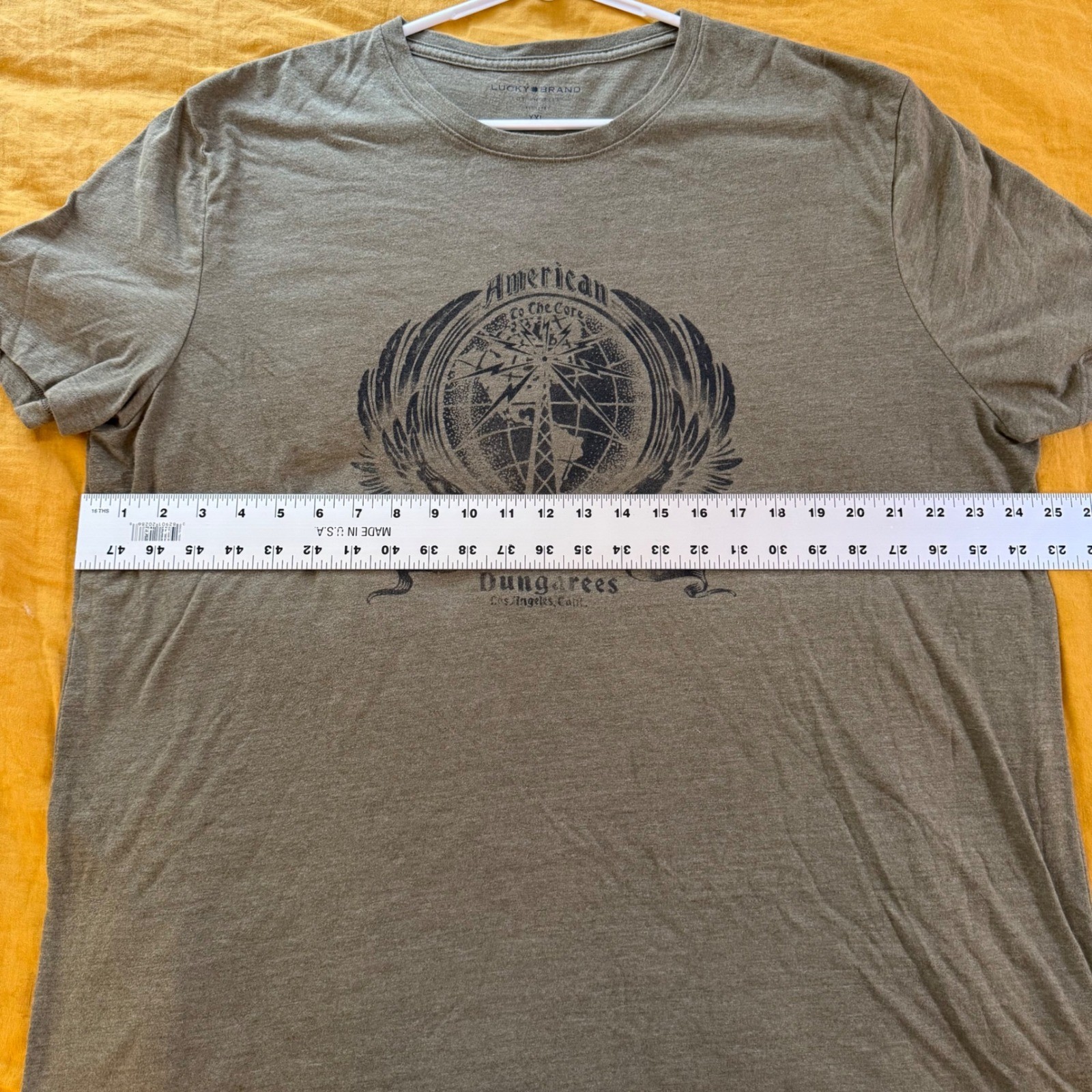 Lucky Brand Mens XXL Olive Green Heathered American To The Core Graphic T-Shirt gallery