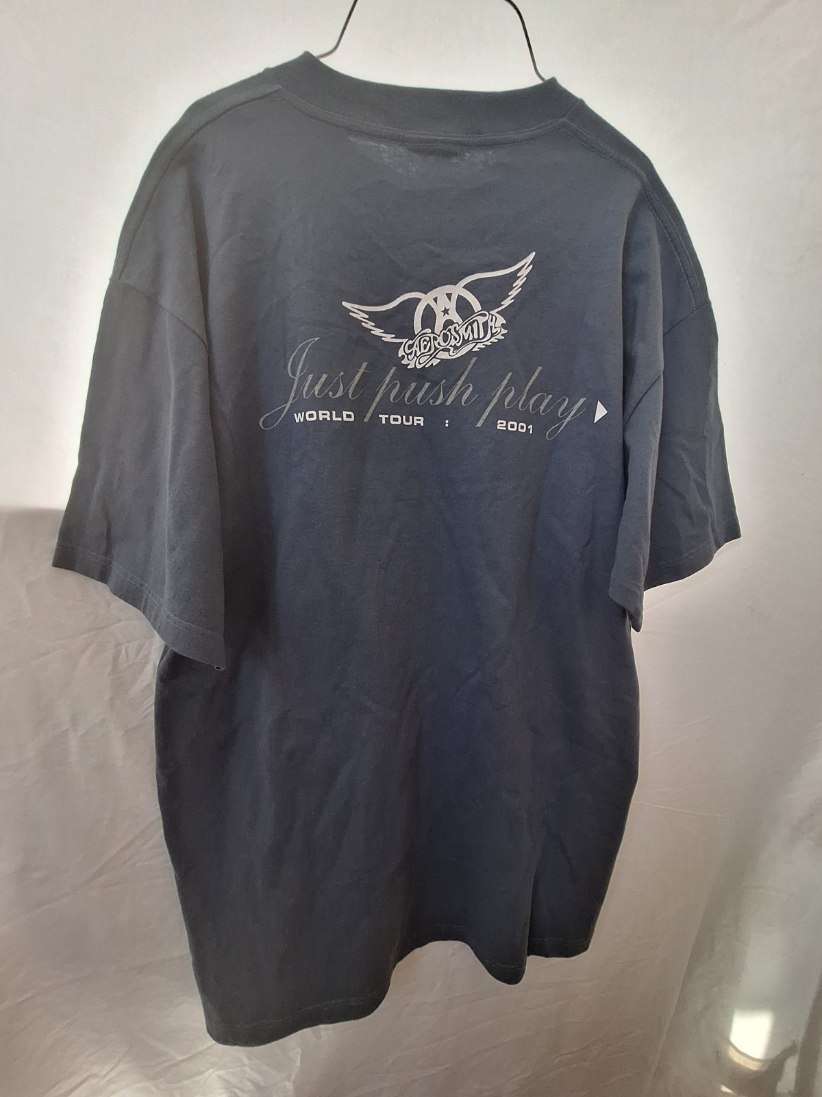 Aerosmith Tshirt Just Push Play World Tour 2001 XL Slate Blue Vintage Giant NWOT gallery