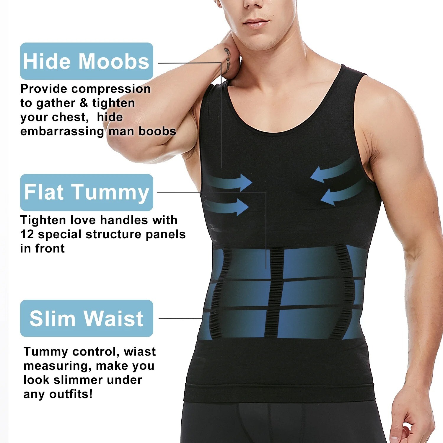 3 Pack Men Compression Shirts Slimming Body Shaper Vest Tummy Control Shapewear gallery