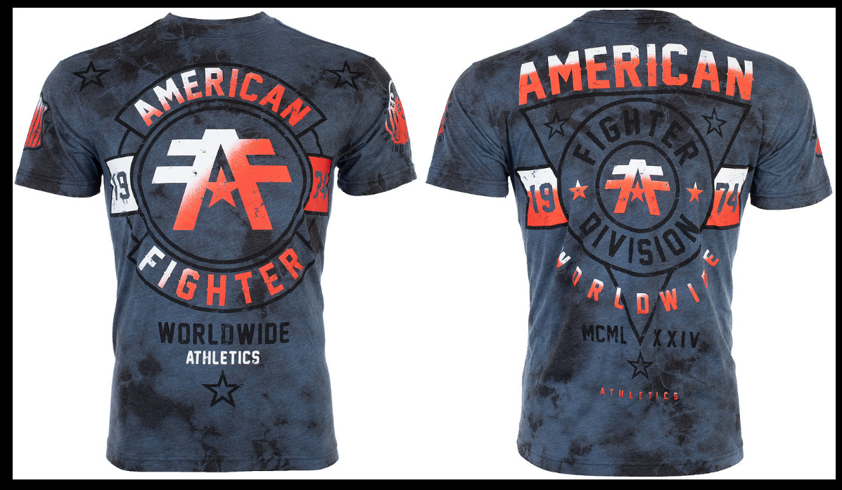 AMERICAN FIGHTER Navy Blue Tie SILVERLAKE Athletic Graphic T-shirt NWT gallery