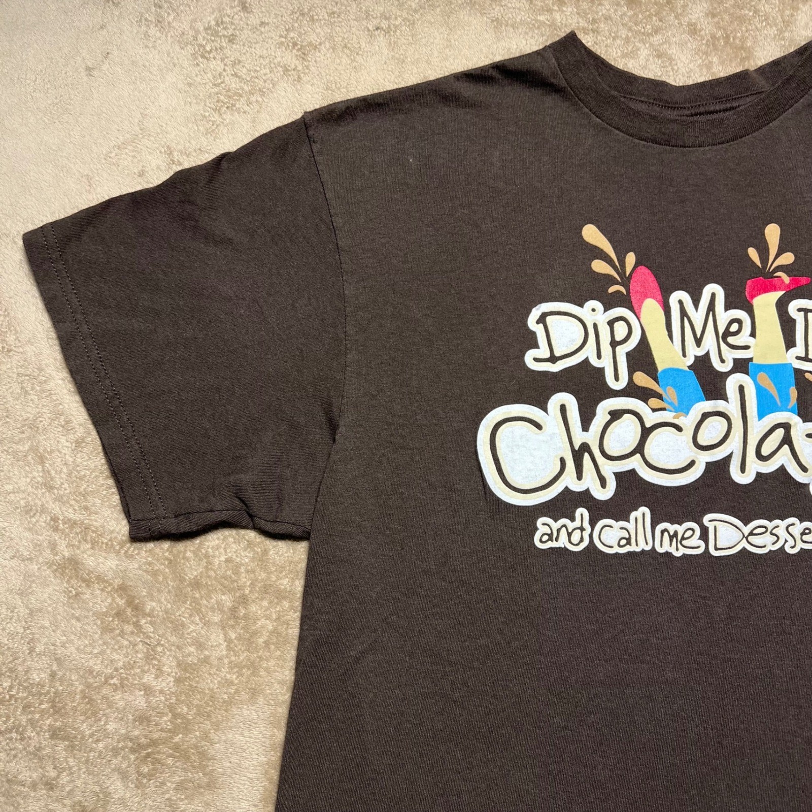 Vintage Delta Pro Weight Dip Me In Chocolate Novelty T Shirt Brown XL Mens Y2K gallery