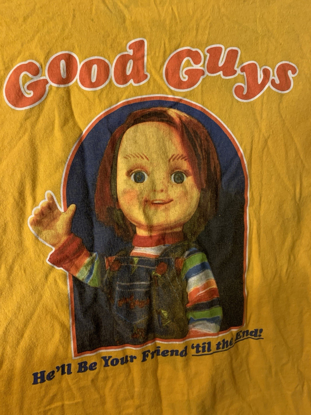 Chucky Good Guys Friends Til The End Movie Graphic T-shirt Men Large Yellow gallery