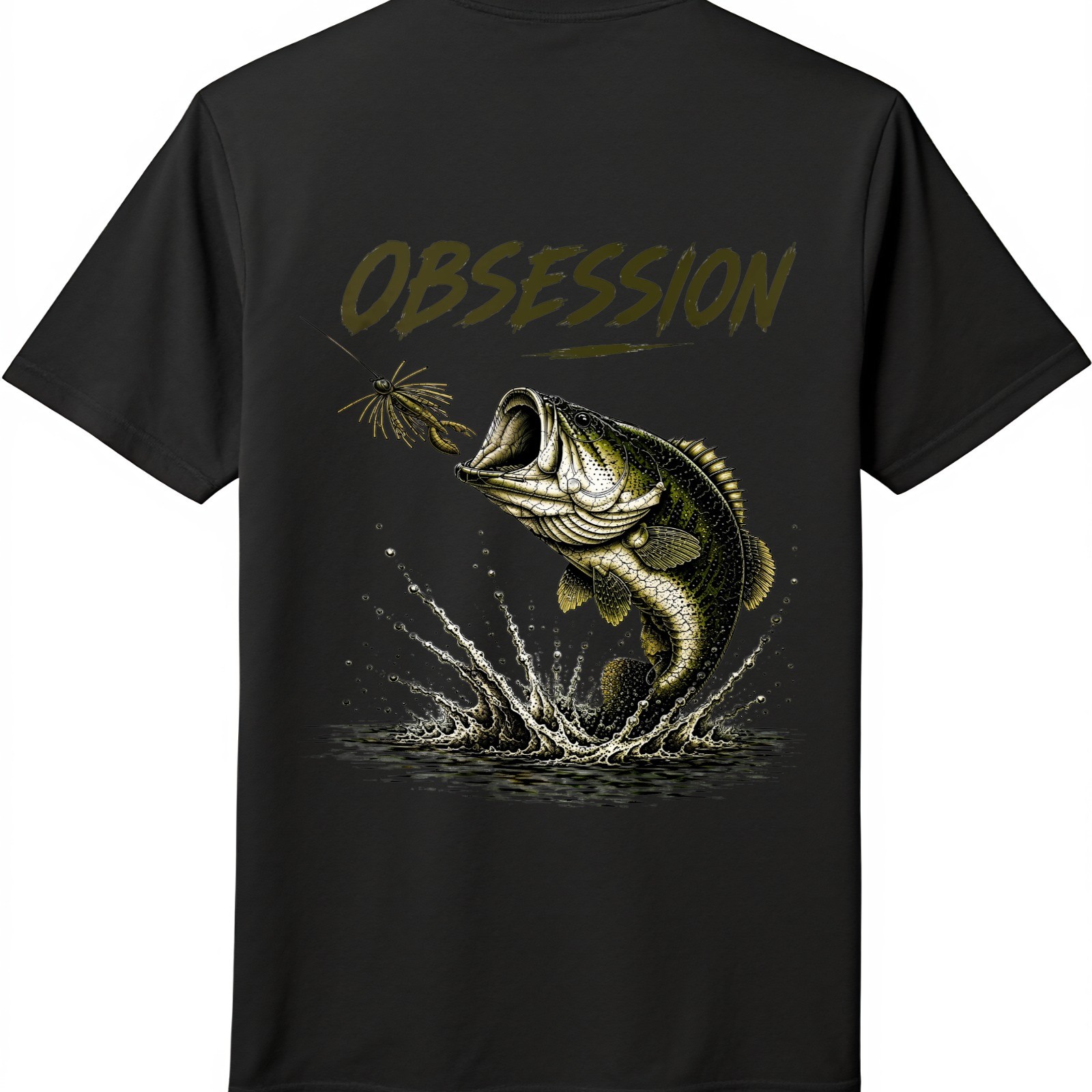 "Obsession Largemouth Bass Fishing Graphic Short Sleeve T-Shirt" gallery