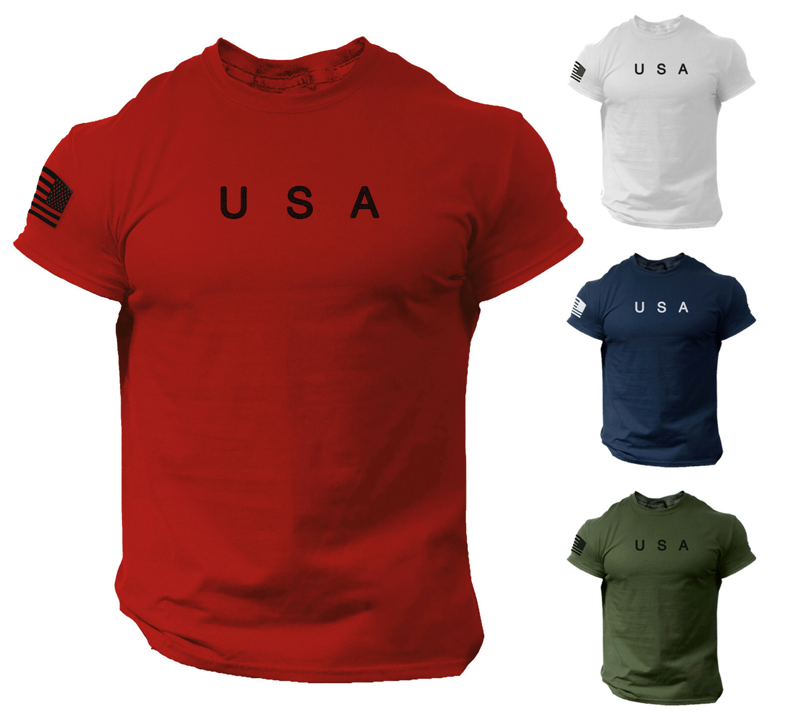 USA Flag Men T Shirt American Tee Patriotic Gym 100% Cotton S - XXL gallery