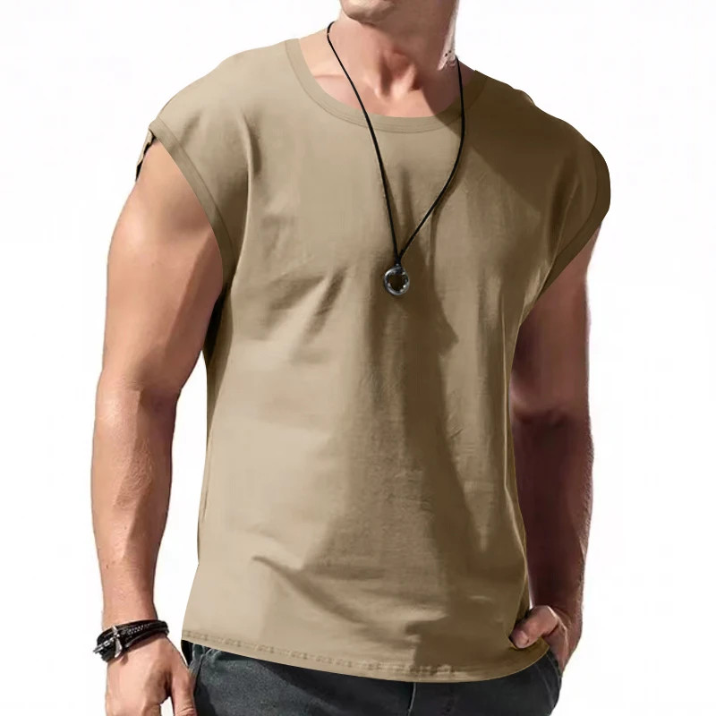 "Men's Sleeveless T-Shirt Summer Sports Vest Casual Loose Fit Top" gallery