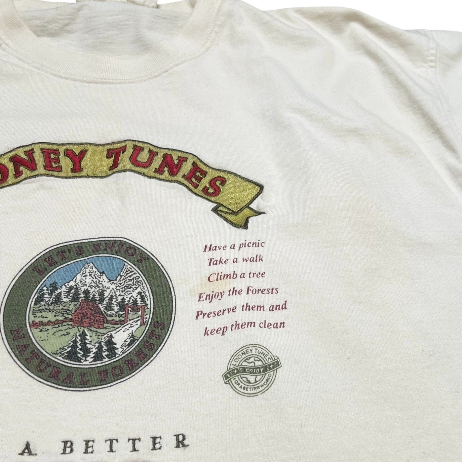 Acme VTG Looney Tunes Taz Tasmanian Devil Mens Size L Embroidered Forests gallery